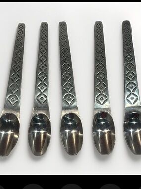 Stanley Roberts Flatware Spoon SRB100 Geometric Danish Influence Japan (5) Piece